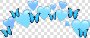  heartjoon  heartcrown  heart  crown  blue  butterfly   Heart  HD Png Download