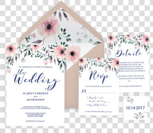 Floral Wedding Invitation Set   Wedding Invitation Place Cards  HD Png Download