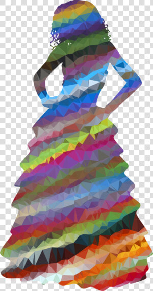 Low Poly Prismatic Streaked Formal Gown Woman Clip   Transparent Girl In Dress Silhouette  HD Png Download