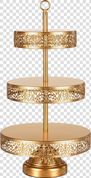 Gold Filigree Tiered Dessert Stand   3 Tier Gold Cupcake Stand  HD Png Download