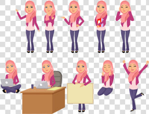 Vector Women Hijab   Character Hijab Images Vector  HD Png Download