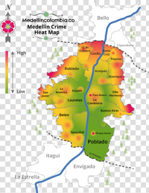 How Safe Is Medellin   Medellin Heat Map  HD Png Download