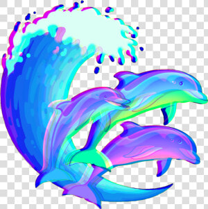  vaporwave  dolphins   Clip Art Of Dolphins  HD Png Download