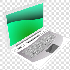 Laptop White Green Image   Laptop Clipart Computer Cartoon  HD Png Download