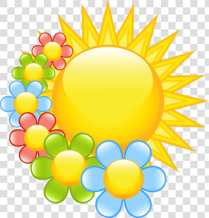 Spring Sun With Flowers Clipart M   Sunshine Cliparts  HD Png Download