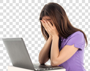 Sad Woman Png   Sad Girl On Laptop  Transparent Png