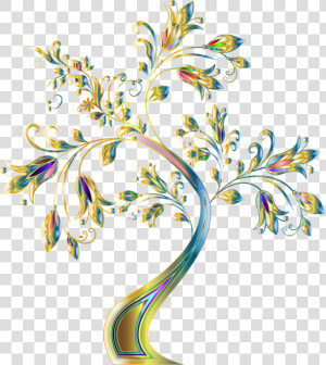 Flower Tree White Floral Design Stencil   Clear Background Gold Tree Png  Transparent Png