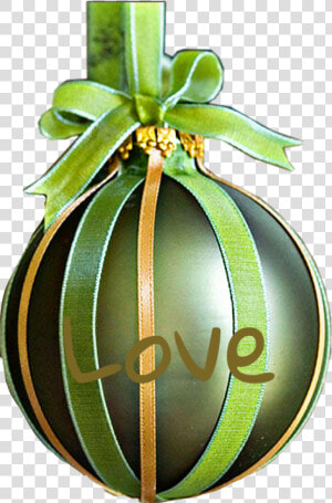  green  gold  ball  ornament  ribbon  love  word  text   Manualidades Para Arbol De Navidad  HD Png Download