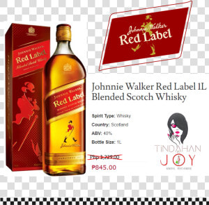 Johny Walker Red Label 1ltr   Red Label  HD Png Download