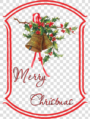 Christmas Gift Tag Clip Art   Transparent Vintage Christmas Bells  HD Png Download