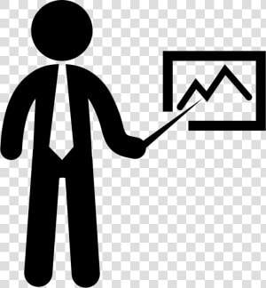 Business Man Pointing A Stats Graphic   Man Pointing Icon Png  Transparent Png