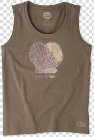 Women S Engraved Nature Shell Heart Sleeveless Crusher   Active Tank  HD Png Download