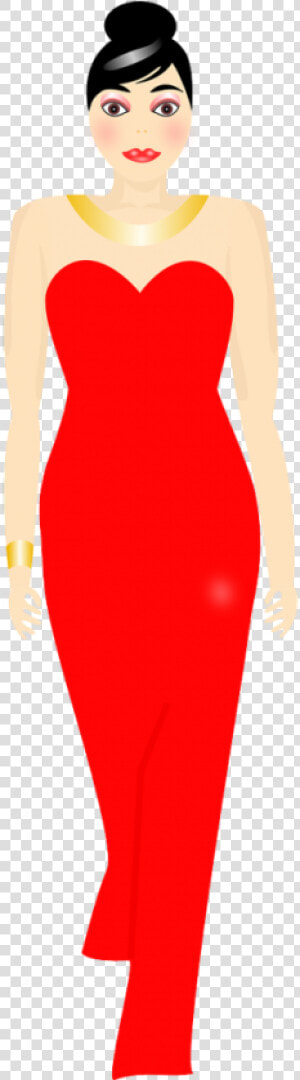 Vector Modeling Fashion Gown   Chica Vestida De Rojo Png  Transparent Png