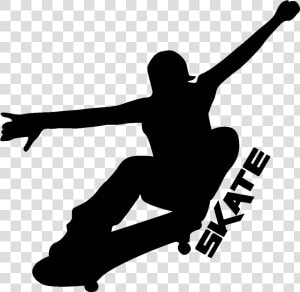 Girl Skateboarder Girl Black And White Clipart  HD Png Download