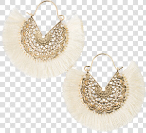  cream Fringe Fan Earrings   Earrings  HD Png Download