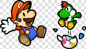 Mario Wallpaper Entitled Mario And Yoshi Kid   Yoshi Paper Mario  HD Png Download