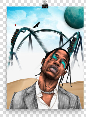 Image Of Travis Scott Premium Luster Poster   Draw Travis Scott Cartoons  HD Png Download