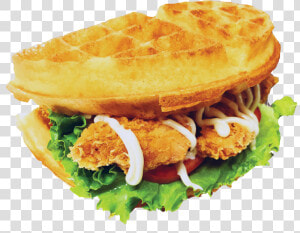 Chicken Waffle Sandwich   Waffle Sandwich Png Transparent  Png Download