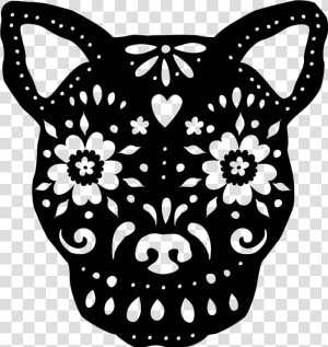 Transparent Sugar Skull Clipart Black And White   Stencil Sugar Skull Dog  HD Png Download