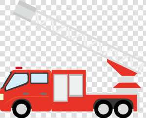 Fire Engine  Car  Truck  Motor Vehicle  Transport Png   消防 車 はしご車 イラスト  Transparent Png