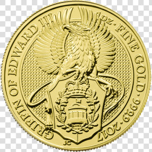 The Queen S Beasts 2017 The Griffin 1 Oz Gold Coin   Uk Bullion Gold Coins  HD Png Download