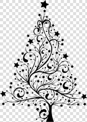 Silhouette Family Christmas Tree Clipart   Christmas Tree Black And White  HD Png Download