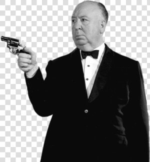 Alfred Hitchcock Holding A Pistol   Man With Pistol Png  Transparent Png