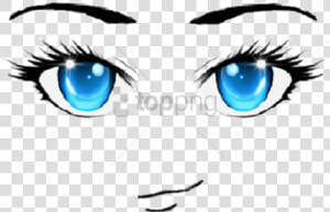 Up eyebrow facial Body clip And White style   Anime Face Blue Eyes  HD Png Download