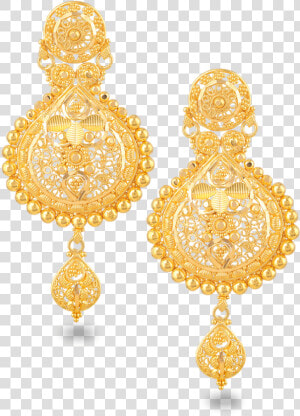 Jali 22ct Gold Filigree Earring   Pc Chandra Latest Design Of Gold Earrings  HD Png Download