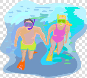 Vector Illustration Of Snorkeling Couple Snorkel With  HD Png Download