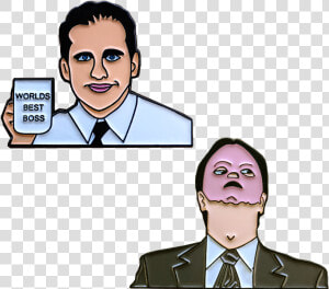 Yyy Asst To The Regional Manager Pin Set   Michael Scott Cartoon Drawing  HD Png Download