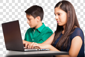 Online Middle School Students Working On Computers   Computer Student Png  Transparent Png