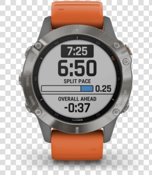 Garmin Multi sport Watch Titanium With Ember Orange   Garmin Fenix 6 Pro Sapphire Titan  HD Png Download