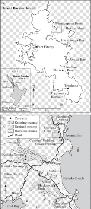 Great Barrier Island Showing Location Of Awanakaitoke   New Zealand Map Outline  HD Png Download