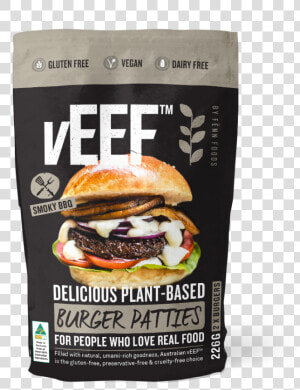 Veef Australian Plant Based Burger Patties   Cheeseburger  HD Png Download