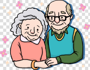 Couple Old Age Drawing Cartoon   Old Couple Cartoon  HD Png Download