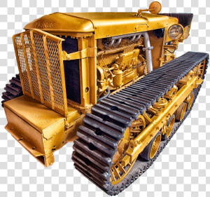 Cletrac  Dozer  Yellow  Chains  Caterpillar   Construction Vehicle With Tracks  HD Png Download