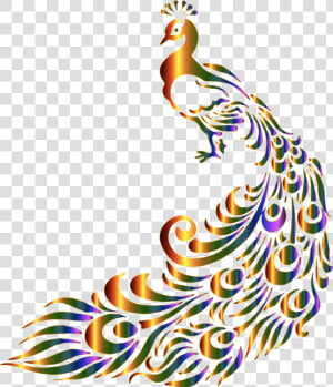 Chromatic Peacock 7 No Background Clip Arts   Drawing For Wall Decoration  HD Png Download