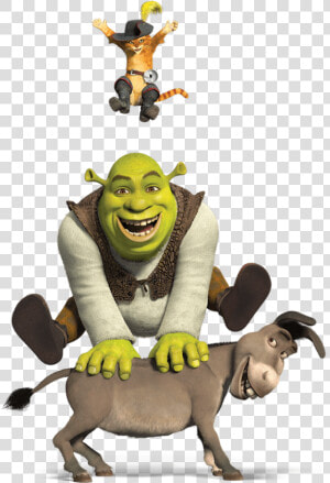 Shrek And Donkey Png   Shrek Donkey And Puss In Boots  Transparent Png