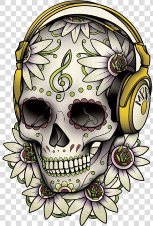 Tattoo Skull Calavera Dead Drawing Of The Clipart   Day Of The Dead Skull Music  HD Png Download