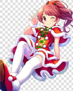  idol  christmas  anime  animegirl  girl  schoolidol   Cute Christmas Anime Girl  HD Png Download