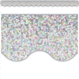 Silver Sparkle Scalloped Border Trim   Blue  HD Png Download