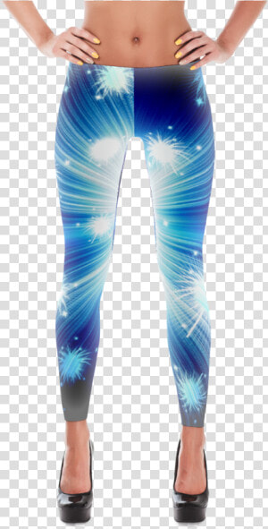 Leggings Star Burst Galaxy Blue  Sparkle Design  By   Womens Flower Leggings  HD Png Download