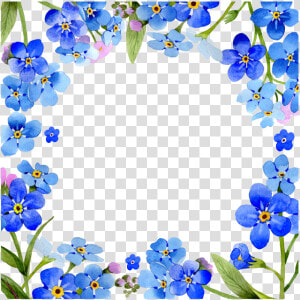 Transparent Rustic Flower Clipart   Marco De Flores Azules Png  Png Download