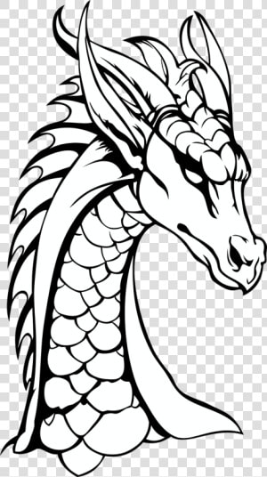 Dragon Neck The Head Of The Free Picture   Dragons Black And White  HD Png Download