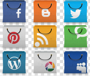 Social Media Icons In Shopping Bag By Kudah d6qj8e1   Social Media Online Shop  HD Png Download