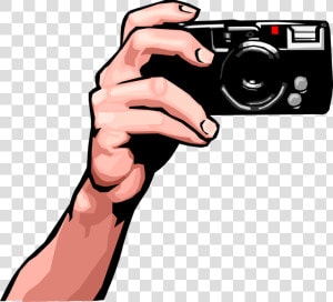 Vector Illustration Of Hand Holds Digital Photography   Hand Holding A Camera  HD Png Download