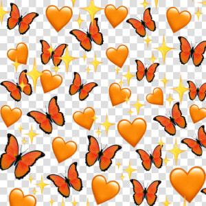  background  hearts  orangeheart  butterfly  emoji  HD Png Download