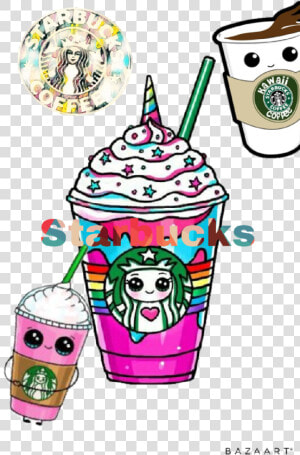  starbucks  kawaii  coffee  lief   Unicorn Cute Drawings Of Girls  HD Png Download