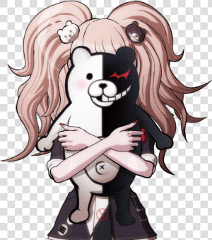 Danganronpa Junko And Monokuma   Png Download   Danganronpa Monokuma And Junko  Transparent Png